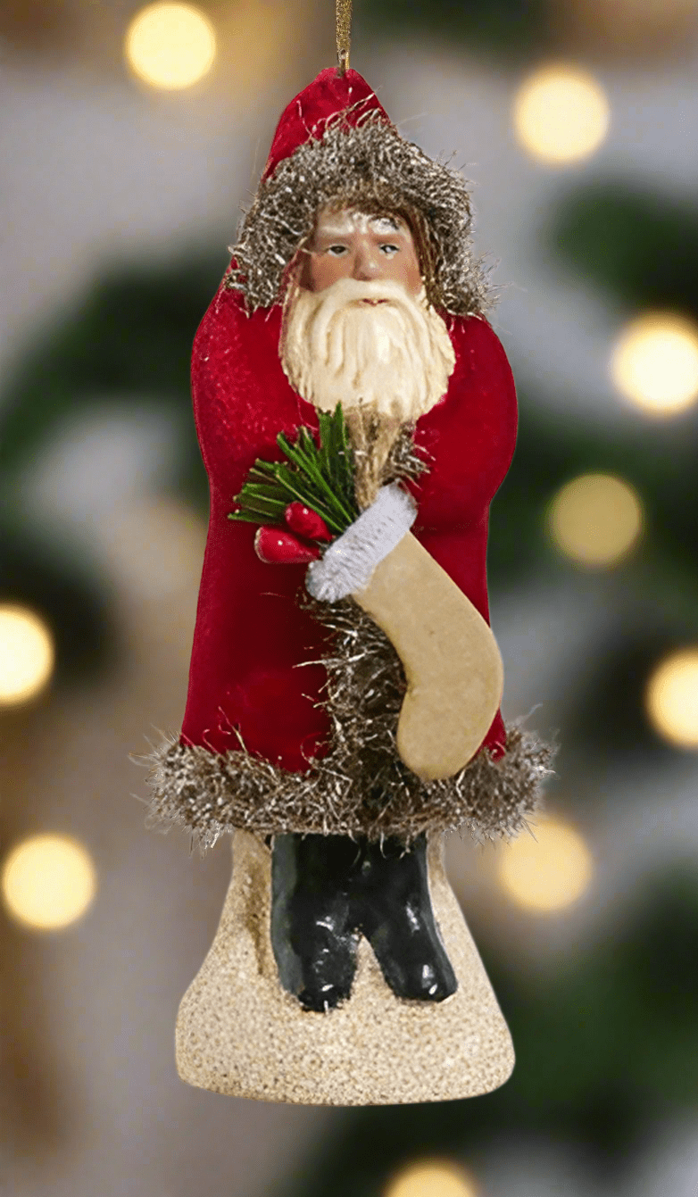 5.75 Red Velvet Santa Ornament - Nifty Decor & More