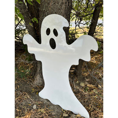 Spooky Ghost Metal Yard Art Halloween Decor Large  