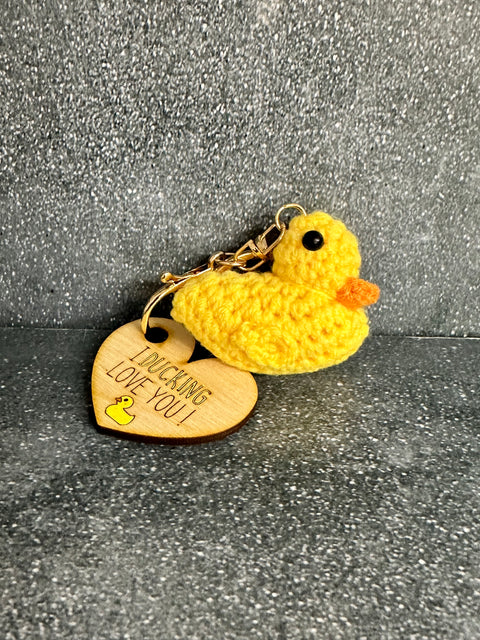 Duck. Duck. Valentine  Crotchet Duck Keychain I Ducking Love You 