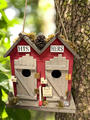 Outhouse Birdhouse - Rustic Wooden Birdhouse, Charming Garden Decor, Unique Nature Gift, Outdoor Bird Home & Feeder