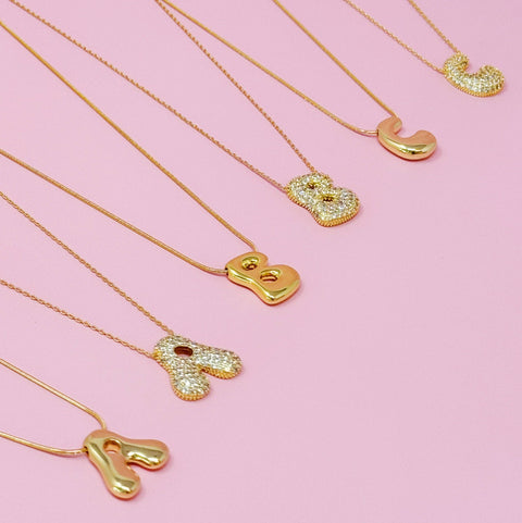 Crystal Bubble Initial Necklace, Sparkling Preppy Charm Necklace, Trendy Accessory for Women, Gift Idea Accessories
