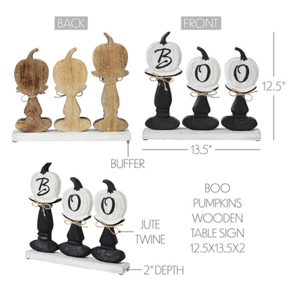 BOO Pumpkin Wood Tabletop Sign, 13.5" Halloween Decor