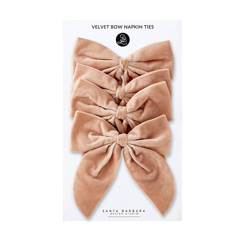 Blush Velvet Bow Napkin Ties - Set of 4 Supplies