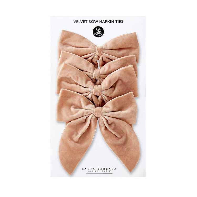 Blush Velvet Bow Napkin Ties - Set of 4 Supplies