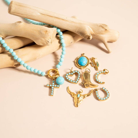 Preppy western charm bar necklace, 18K gold PVD finish, meaningful gift for her, stylish accessory