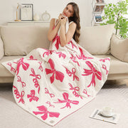 Girly Pink Ribbons Throw Blanket, Reversible Bow Print, Snuggle-Ready Home Comfort Gift for Stylish Ladies Throw Blanket