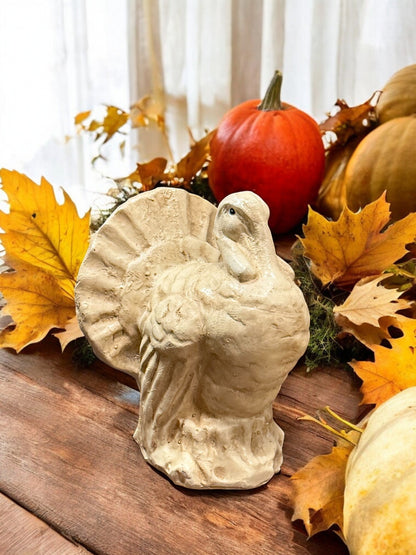 9" Antique White Turkey Thanksgiving Figurine