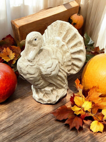 9" Antique White Turkey Thanksgiving Figurine