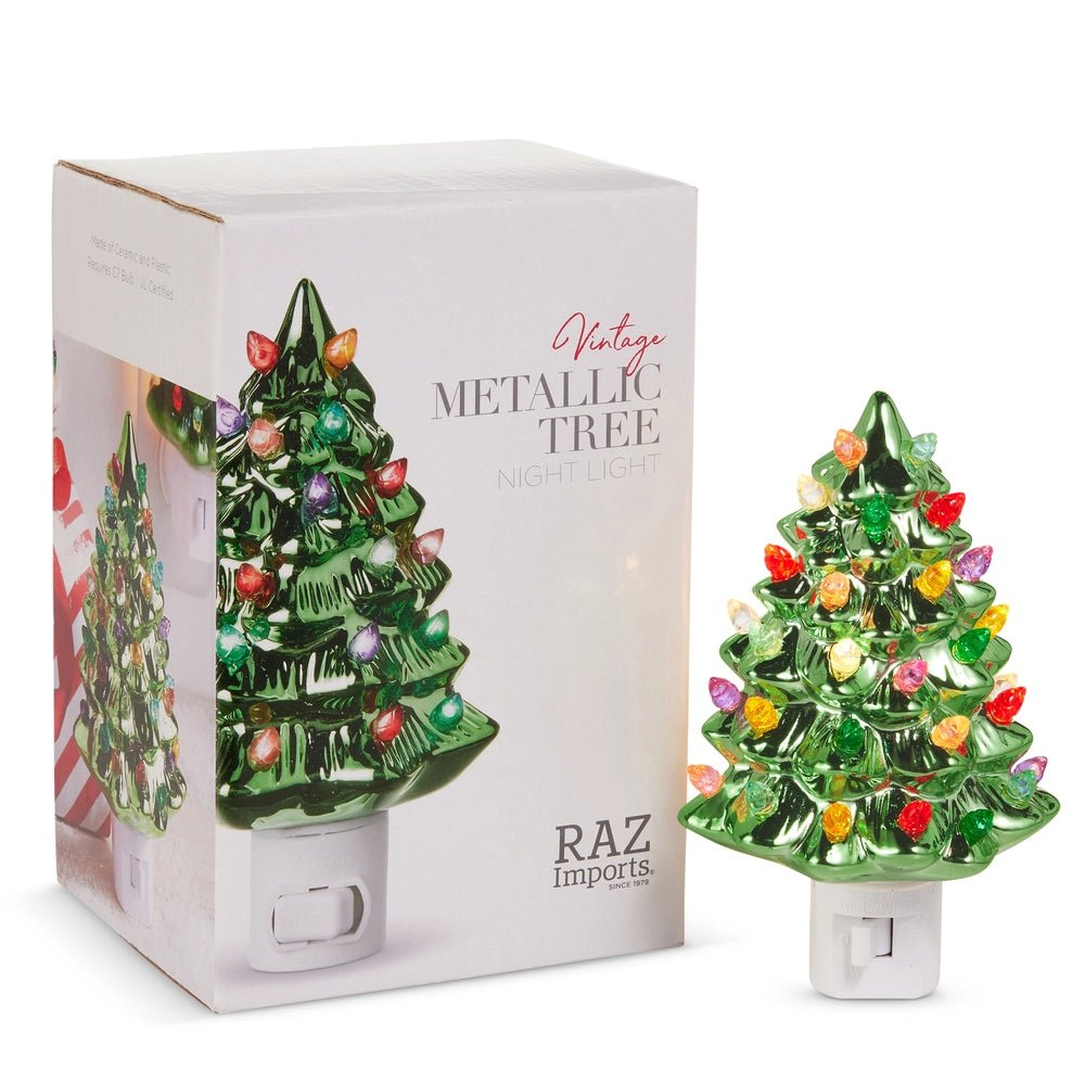 6" Boxed Vintage Metallic Tree Night Light - Nifty Decor & More