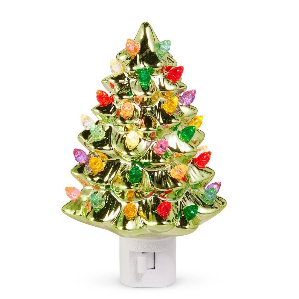 6" Boxed Vintage Metallic Tree Night Light - Nifty Decor & More