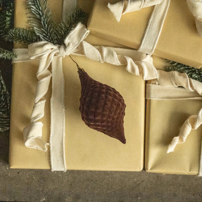 6" Dark Brown Flocked Finial Ornament - Nifty Decor & More