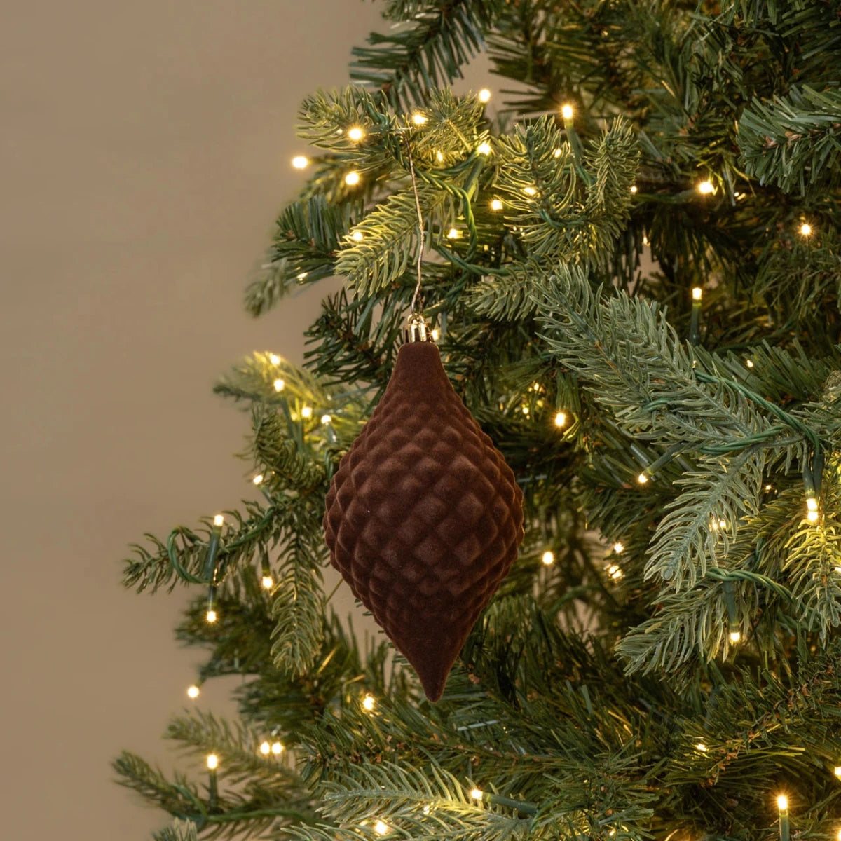 6" Dark Brown Flocked Finial Ornament - Nifty Decor & More
