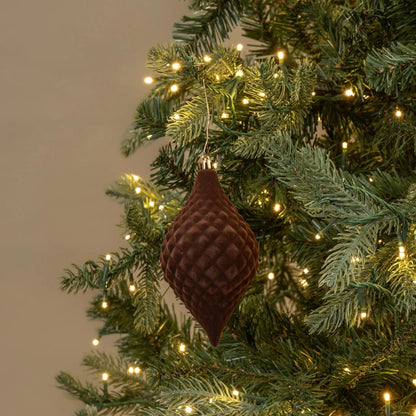 6" Dark Brown Flocked Finial Ornament - Nifty Decor & More