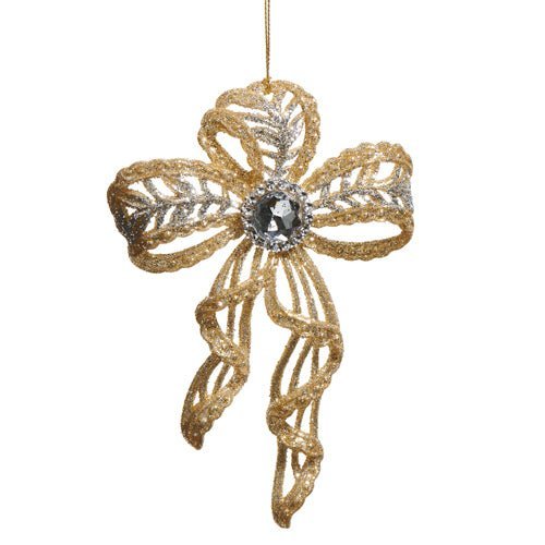 6" Sparkly Bow Ornament - Nifty Decor & More