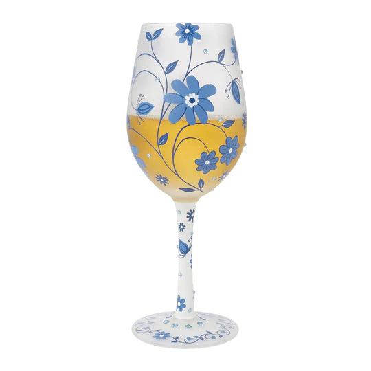 Chinoiserie Charm Hand Painted Wine Glass