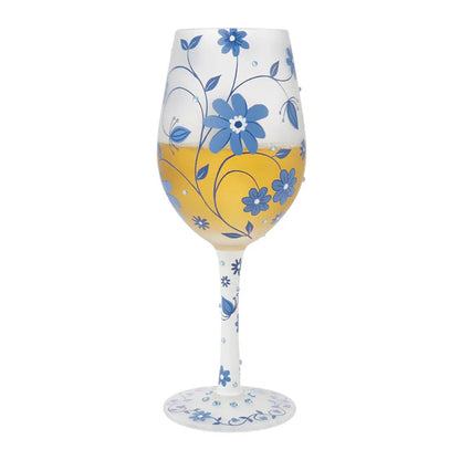 Chinoiserie Charm Hand Painted Wine Glass