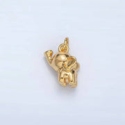 24K Gold Filled 11mm Mini Elephant Puffed Charm | AC112