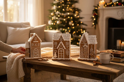 6.1" Resin Holiday Gingerbread Houses Christmas Collectible