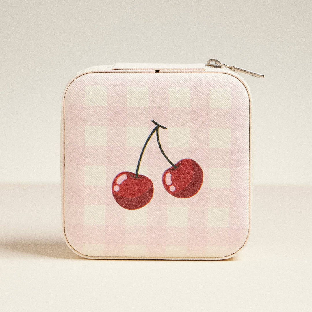 Stylish Boho-Chic Keepsake for Trendy Travelers, Travel Size Jewelry Case, Must-Have Gift for Glam Girls on the Move, Travel Jewelry Box Jewelry Cherry Checker