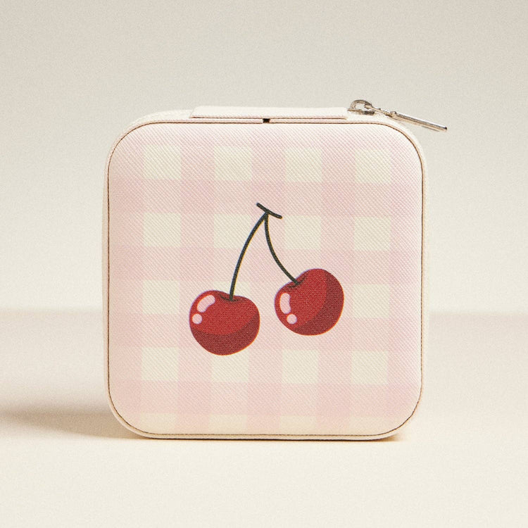 Stylish Boho-Chic Keepsake for Trendy Travelers, Travel Size Jewelry Case, Must-Have Gift for Glam Girls on the Move, Travel Jewelry Box Jewelry Cherry Checker