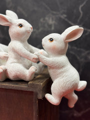 Climbing Bunny Brothers, Spring Decor & Easter Accent Piece, Cute Rabbit Figurines for Seasonal Home Decor Bunny figurine