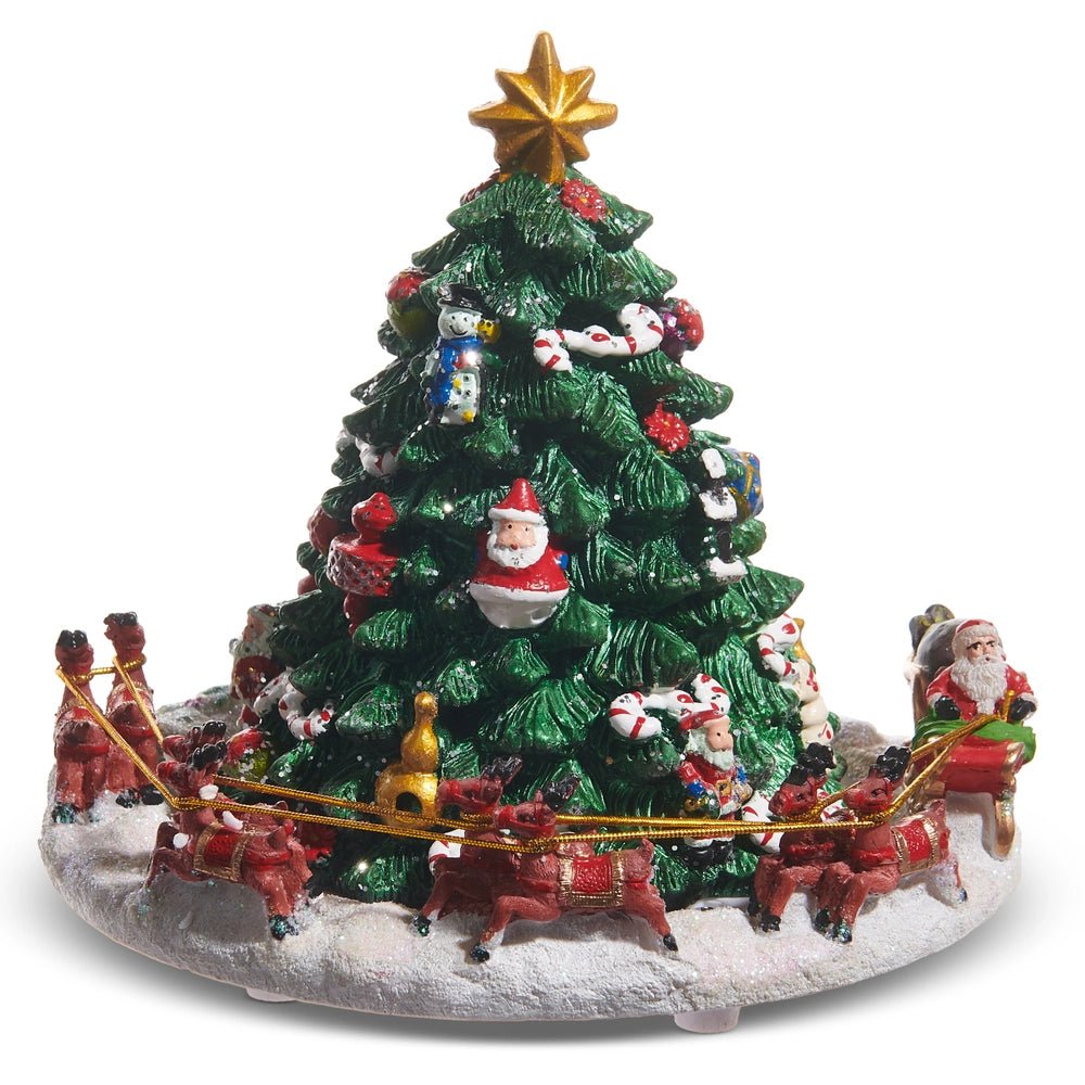 6.25" Animated Musical Santa Around the Tree - Nifty Decor & More