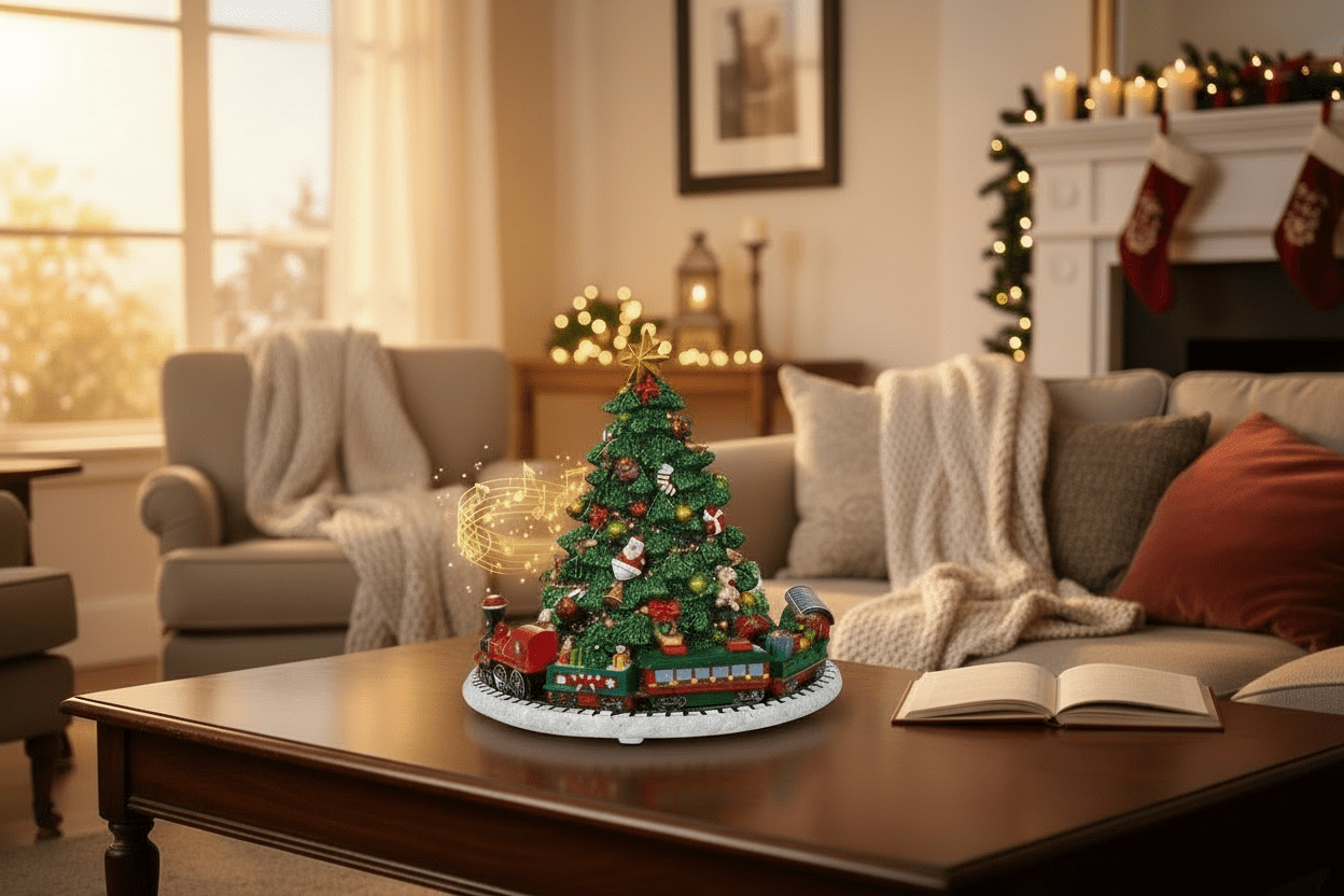 6.25" Animated Musical Tree with Train - Nifty Decor & More