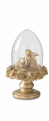 6.25" Gold Resin Easter Bunny Egg Cloche Topiaries (Various Styles) - Nifty Decor & More