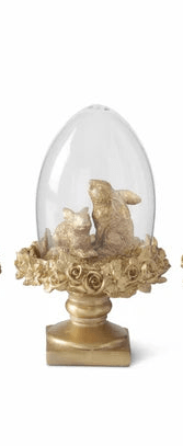 6.25" Gold Resin Easter Bunny Egg Cloche Topiaries (Various Styles) - Nifty Decor & More