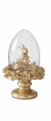 6.25" Gold Resin Easter Bunny Egg Cloche Topiaries (Various Styles) - Nifty Decor & More