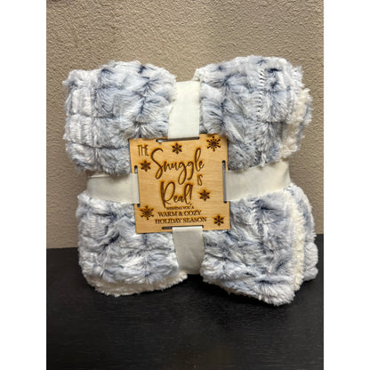 The Snuggle is Real Blanket Christmas Blanket Pale Blue -  Micromink Sherpa 50" X 60"  