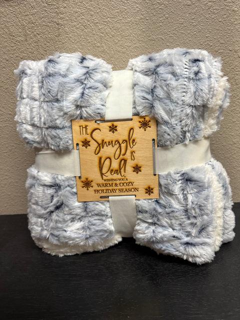 The Snuggle is Real Blanket Christmas Blanket Pale Blue -  Micromink Sherpa 50" X 60"  