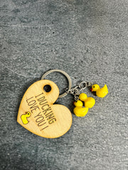 Duck. Duck. Valentine  3 Mini Ducks Keychain I Ducking Love You 