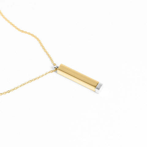 18K Gold PVD Stainless Steel Hidden Message Sliding Blank Bar Necklace