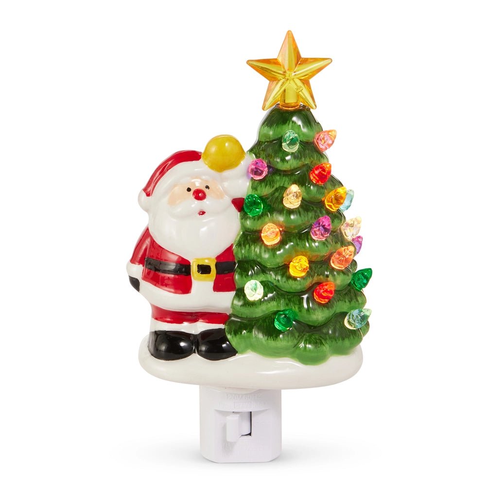 6.5" Boxed Santa with Tree Night Light - Nifty Decor & More