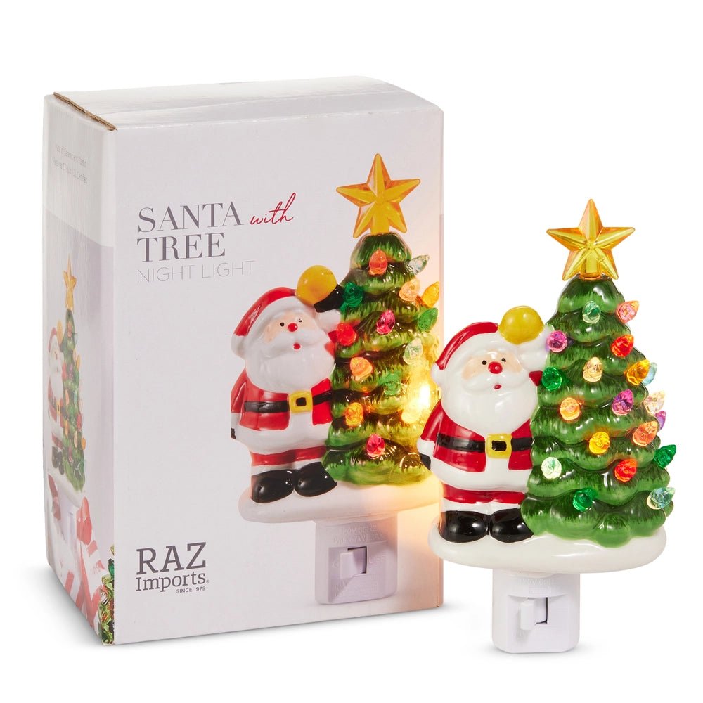 6.5" Boxed Santa with Tree Night Light - Nifty Decor & More