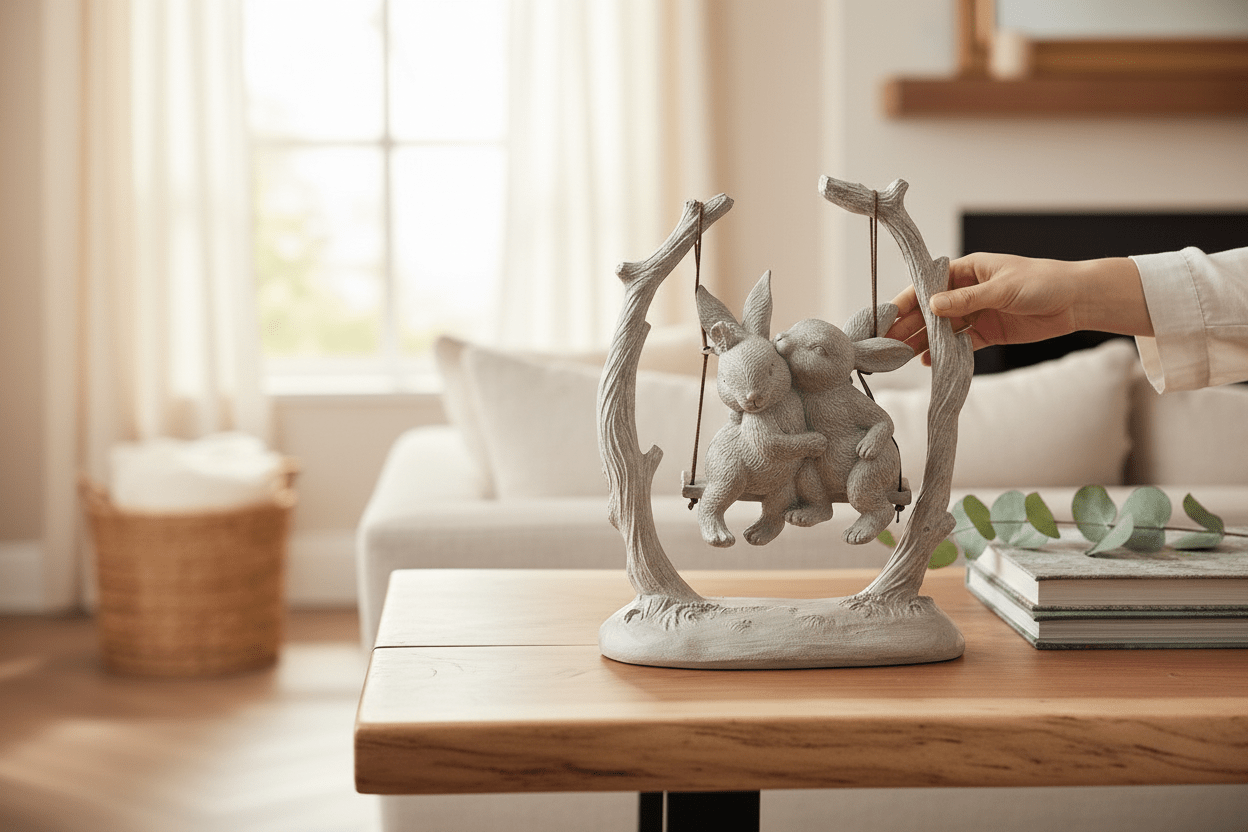 6.5" Bunnies on Swing - Nifty Decor & More
