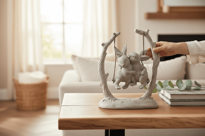 6.5" Bunnies on Swing - Nifty Decor & More