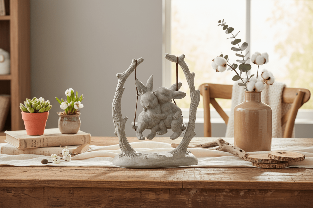 6.5" Bunnies on Swing - Nifty Decor & More