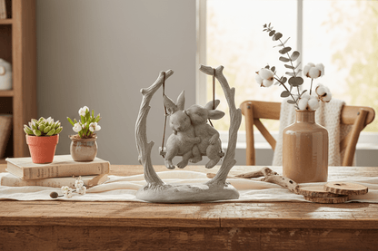 6.5" Bunnies on Swing - Nifty Decor & More
