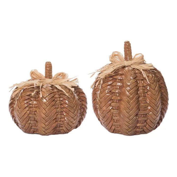 6.5" Orange Harvest Rattan Style Pumpkin Set - Nifty Decor & More
