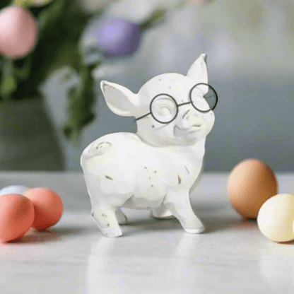 6.5" Pig with Glasses - Nifty Decor & More