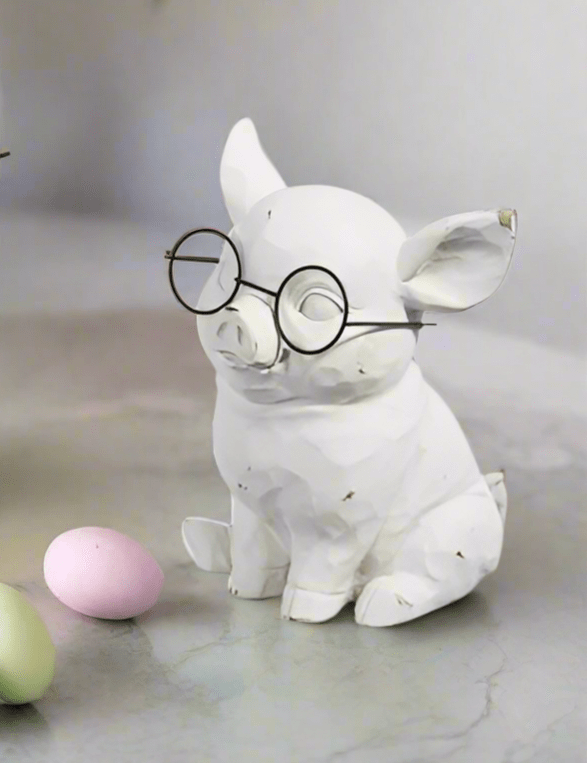 6.5" Pig with Glasses - Nifty Decor & More