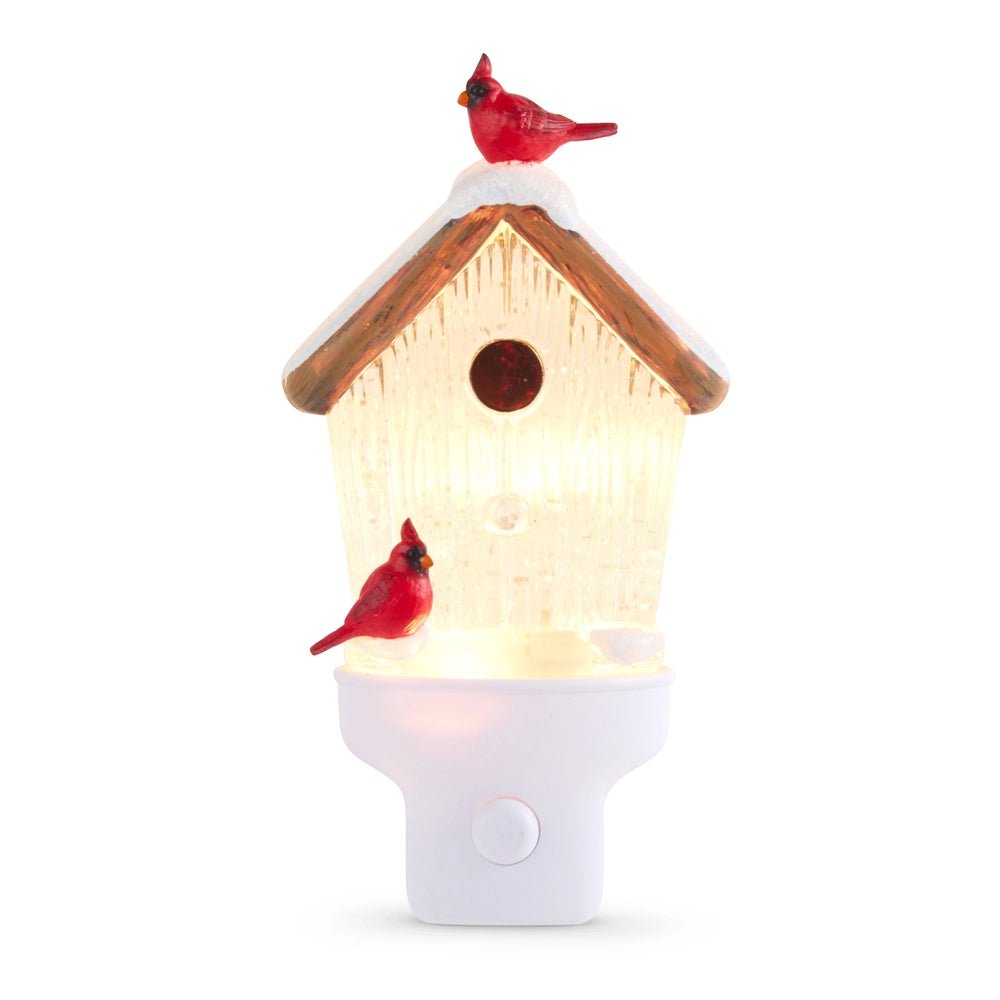 6.5" Swirling Glitter Birdhouse with Cardinal Night Light - Nifty Decor & More
