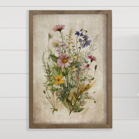 Gathered Wildflowers Framed Canvas Art | Floral Home Decor | Rustic Wall Art for Nature Lovers & Boho Style