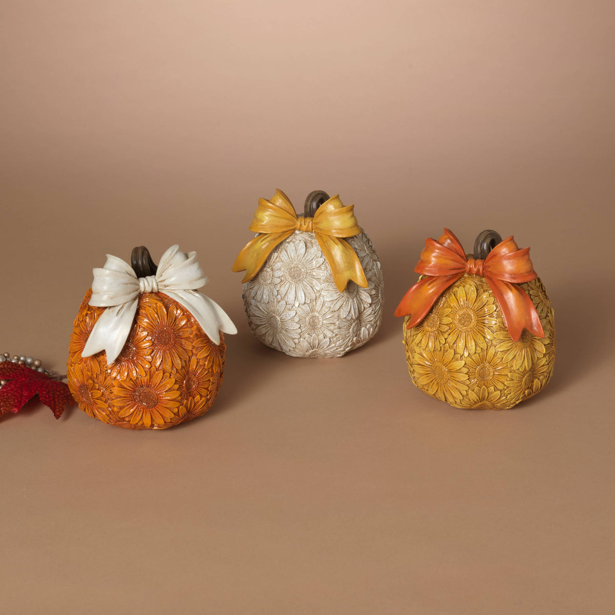 Thanksgiving Resin Harvest Pumpkin with Bow, 6.69"H