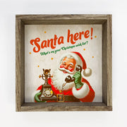 Vintage 1950s Christmas Signs with Retro Santa Santa Here