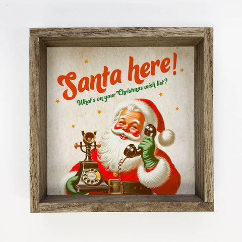 Vintage 1950s Christmas Signs with Retro Santa Santa Here