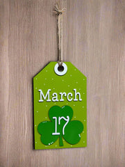 Lucky St. Patrick's Day Door Tag | March 17th Decor | St. Patrick's Day Home Sign | Green Shamrock Design & Holiday Cheer St. Patrick's Day Shelf Sitter