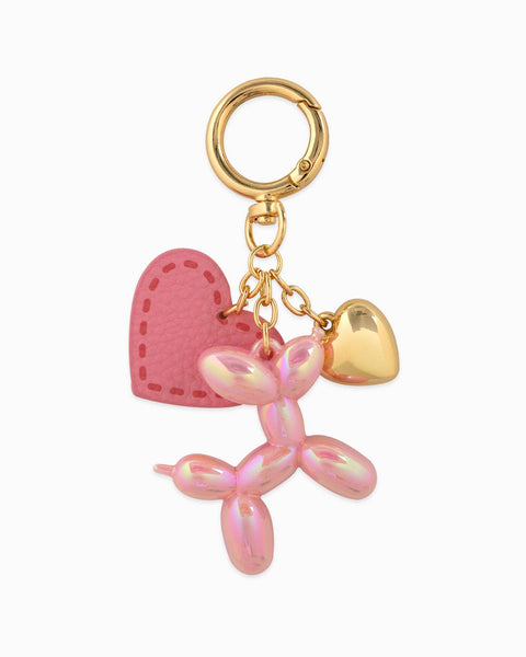 Chrome Color Balloon Dog with Heart Bag Charm Bag charm Pink